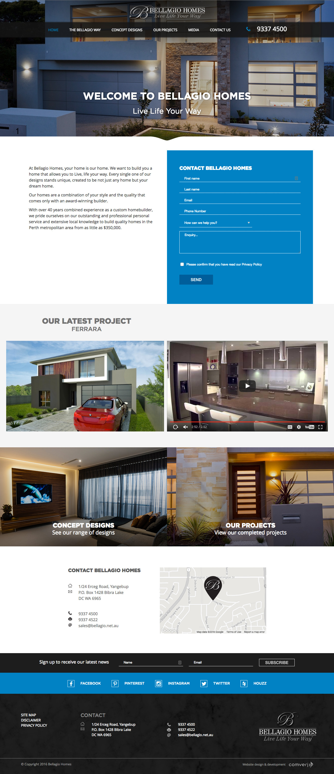 Bellagio web Homepage